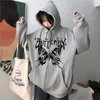 Kvinnor Hoodies Sweatshirts Y2K Retro Dark Grey Sweatshirt 90 -talet Harajuku Punk Gothic Zip Up Hoodie Longsleved Loose Jacket 230208