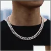 Hangende kettingen 18 inch 10 mm 925 Sterling Sier instelling Iced Moissanite Diamond Hip Hop Cuban Link Chain Miam Dhgarden Drop del Dhiau