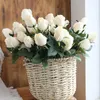 Decorative Flowers 1pc Rose Artificial Silk Bouquet With Leaves Wedding Party Decoration Fake Home El Display