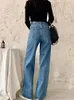 Kvinnors jeans goplus kvinna y2k breda ben byxor hög midja mamma koreanska mode denim byxor blå jean pantalon stor femme c11855 230209