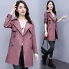 Women's Trench Coats Fashion Women Mid-Length Coat 2023 Spring Autumn Korean Double Breasted Slim Windbreaker Ladies Overcoat 3XL H2206