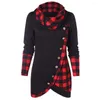 Blouses pour femmes col roulé tunique Blouse femmes décontracté hiver dames Plaid bas hauts femme à manches longues Harajuku chemise Blusas