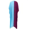 Ethnic Clothing Middle Eastern Tassel Fringe Purple Blue Double Color Women's Dress Muslim Jalabiya Robe Abaya Dubai Moroccan Kaftan