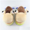 Home Shoes Winter Women Gary Snails Slippers Furry Cute Cartoon Indoor Slipper Warm Plush House Flops Female Funny Slides 220409 Dro Dhto2