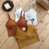 Camisolas sin mangas Bralette ropa interior sin costuras 2023 lencería ropa de calle moda de verano con camisola acolchada extraíble Top corto para mujer