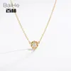 Ketten aus massivem 18-Karat-Gelbgold, 0,08 ct, H/SI, natürliche Diamanten für Damen, trendiger edler Schmuck, schlichte, lässige Blumen-Diamant-Halsketten