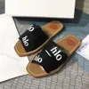 Kvinnor Tofflor Designerskor Woody Flat Mules Sandaler Slides Segel Canvas Vit Svart Kvinnor Outdoor Beach Skor Tofflor