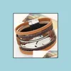 Cuff Pretty Bracelets For Women Men Fashion Wide Magnetic Mtilayer Wrap Jewelry Gift Leather Bangles Drop Delivery Dh9Pj