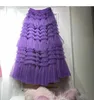 Skirts Purple Long Tulle Ankle Length Jupe Femme Tiered Women Birthday Custom Made Multilayers