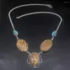 Kedjor GemstoneFactory Jewelry Big Promotion 925 Silver Wood Jasper Colorful Topaz Charm damer Kedjan Halsband 20235006