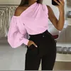 Women's Blouses Summer Sexy One Off Shoulder Women Tops And Long Lantern Sleeve Solid Color Shirts Casual Elegant Club Blouse