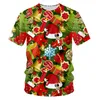 T-shirts pour hommes T-shirt d'arbre de Noël pour femmes / hommes T-shirt imprimé joyeux dessin animé 3D Bonne année cadeau saison T-shirts de Noël en gros