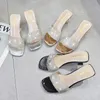 2024 Diamond New Bright Open Toe High Heels Slippers Sandalia Feminina Party Dress Shoes Sandaler Kvinnor Storlek 35-42 T230208 56BFA