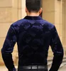 Men's Casual Shirts High Quality Mens Silk Spring Fashion Autumn Classical Formal Printing Velvet Shirt Business Slim Fit Flower Patte