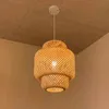 Chinese Hand Knitted Pendant Lights Bedroom Chandelier Dining Room Bamboo Lantern Restaurant Hanging Lamps For Ceiling 0209