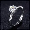 Bague solitaire Europe et États-Unis Live New S925 Classic Six Claw Simation Diamond Lovers Wedding Factory W Dh2Gm