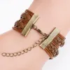 Charm Armband 2023 Yin-Yang Tai Chi Multilayer Leather Armband Punk Brown/Black/White Retro Antique Time Gem Female Party Gift At145-156