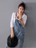 Casual Dresses Women Lose Denim Dress Ladies Bleached Holes Denim Dress Female Spaghetti Strap Ripped Vintage Denim Dresses 230209