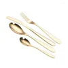 Set di stoviglie Set di posate Coltello in acciaio inossidabile Forchetta Cucchiaio Stoviglie Piatti da dessert Taglierina per bistecca Tavolo da pranzo occidentale Oro