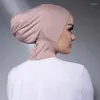 Etnische kleding katoen binnenkuip cap islamitische hoofdkleding moslimvrouwen onder sjaal tulband hoed vaste kleur stretch bonnet headcover