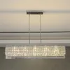 Hanglampen moderne luxe eetkamer E14 LED -lichten rechte glans chroom staal k9 kristal hang lamp stang hangend armaturen