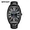 Wristwatches Fashion Sanda Brand Men Mechanical Watch Simple Barrel Dial Mens Watches Luminous Pointer تقويم مقاوم للماء RELOJ HOMBRE 7021