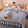 Bedding Sets 4pcs Winter Thick Fleece Duvet Cover Super Soft Warm Quilt Home Decor Sofa Bed Comforter Bedspread Bedclothes