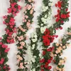 Dekorative Blumen 1,8 m 69 Köpfe Rose künstliche Blumengirlande für Hochzeit Zuhause Raumdekoration Frühling Herbst Garten Bogen Dekor DIY Fake