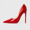 Luxurys Women's High Heels Shoes Pumps Black Shininy Poinded Toe Shoes 8cm 10cm 12cm 12cm薄いかかと浅いヌード特許革の女性ポンプボックス35-44
