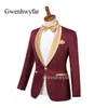 Mens Suits Blazers Gwenhwyfar Wedding Italian Design Custom Made Champagne Smoking Tuxedo Jacket 2 Piece Groom Terno For Men 230209