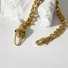 Link Chain Peri'sBox Gold Color Green Eyes Snake Head Chain Bracelet For Women Punk Hip Hop Chunky Chain Bracelet Titanium Steel Jewelry G230208