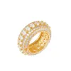 Hip Hop T Zircon Rings with Side Stones Bling Five-row drill Lover Couple Men Women Finger Wedding Gifts