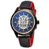 Armbandsur Forsining Motorcykeldesign Transparent äkta rött svart bälte vattentätt skelett män automatiska klockor