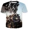 Męskie Tshirts Summer 3D Printed Train Train Sport i Leisure Młodzież luźne wygodne topowe topowe rękawy 230209