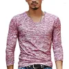 T-shirt da uomo 2023 Uomo Casual Manica lunga Top Tees Camicia Abbigliamento uomo Moda Scollo a V Maglietta Undetshirts