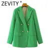 Femmes Costumes Blazers ZEVITY femmes mode Double boutonnage couleur bonbon Blazer manteau Vintage à manches longues rabat poches vêtements de dessus pour femmes Chic Veste 230209