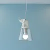 Pendant Lamps Nordic Ceiling LED Lights Resin Elephant Deco Pending Lighting Living Room Children Hanging Light