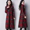 Casual Dresses Winter Women Long Vintage Turtleneck Sleeve Velvet Plaid 2022 New Loose Woolen A-Line CJH001 Y2302