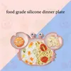Platen cartoon sub-grid siliconen sukkel servies voor baby krab anti-fall dinerbord baby kindervakboor zachte kom zachte gerechten