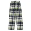 Vêtements de nuit pour femmes Plaid Couple Bas de pyjama Coton Gaze Pantalon Été Mince Lâche Maison Pantalon Pyjama Pantalon