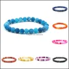 Kralen strengen agaat steen armband grijs groen sinaasappel blauw verwarrende agataties yoga chakra natuurlijke kralen armbanden levering levering juweel dhy8c