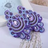 Candelabro pendente Moda brinco soutache Étnico boho Jóias femininas Cristal delicado Tecelagem artesanal Brincos de gota roxo preto presente colorido 230209