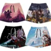 Heren shorts anime genhin impact strand shorts losse oversized 6xl quick drogende gaas korte broek casual sport gym jogging shorts t230209