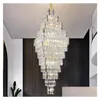 Lampadari Villa Duplex Loft Scale Soggiorno Sala Cristallo Grande Lampadario Dipartimento Vendite Hollow Pick Lampada a sospensione vuota Drop Dhgk4