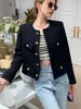 Womens Jackets Autumn Winter Small Fragrant Tweed Jacket Coat Women Vintage Woolen Short Coats Streetwear Elegant Casual Slim Outwear Crop Top 230209