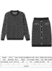 Vestido de dos piezas MVGIRLRU Falda de punto para mujer Trajes Grid Oneck Pullover Sweater Knitting 2 sets 230209