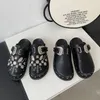 Slippers Summer Women Shoes Punk Metal Rivet Charms Black PU Mules Slip On Outdoor Platform Modern Slippers Casual Shoes For Female 230209