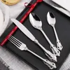 Zestawy naczyń obiadowych Golden Silverware Wedding Gift Travel Travel Cutlery ze stali nierdzewnej noża noża widelca łyżka łyżki