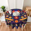 Table Cloth Beauty Mexican FloralTablecloth Round Cover Washable Polyester For Kitchen Party Picnic Dining Home Decor60 Inch