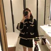 Two Piece Dress Mini kjolar Set Womens Outifits Winter Jacket Fashion Vintage Black Tweed Coat Suits Lapel Sleeve 230209